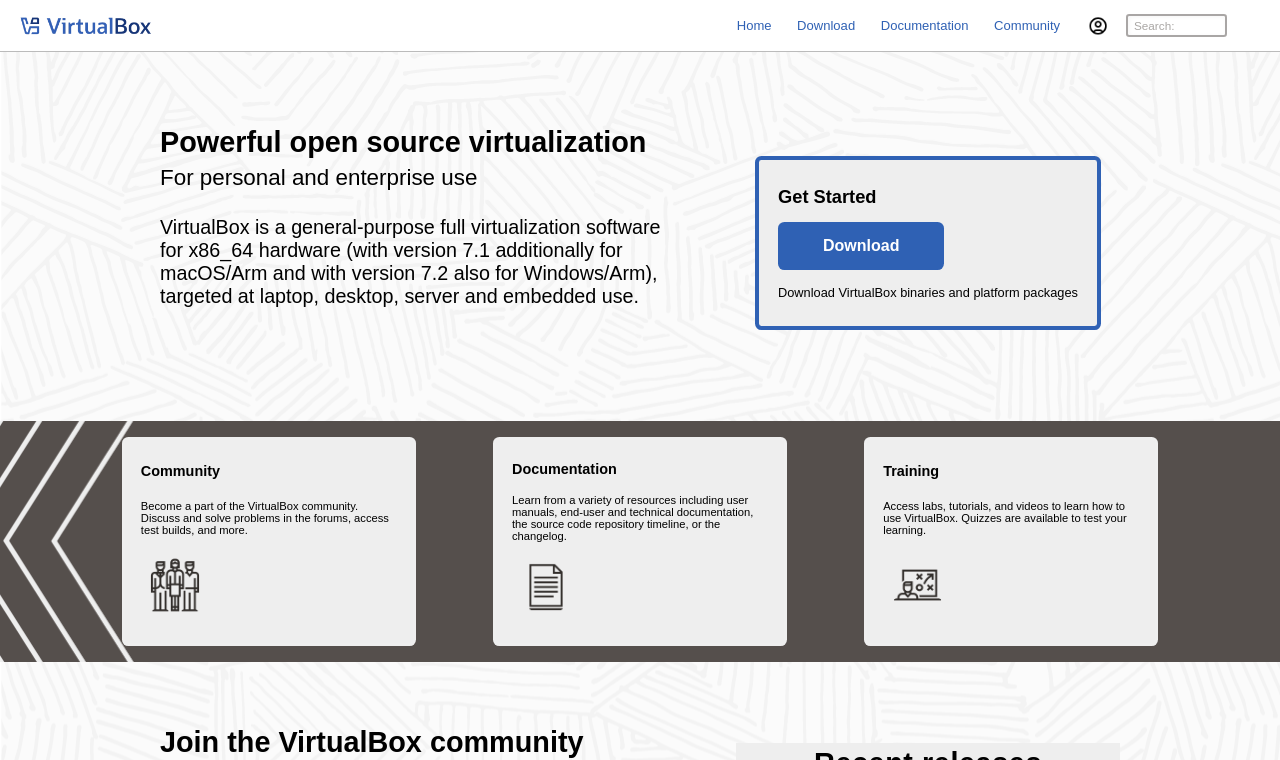 VirtualBox 官方网站主页下载页面